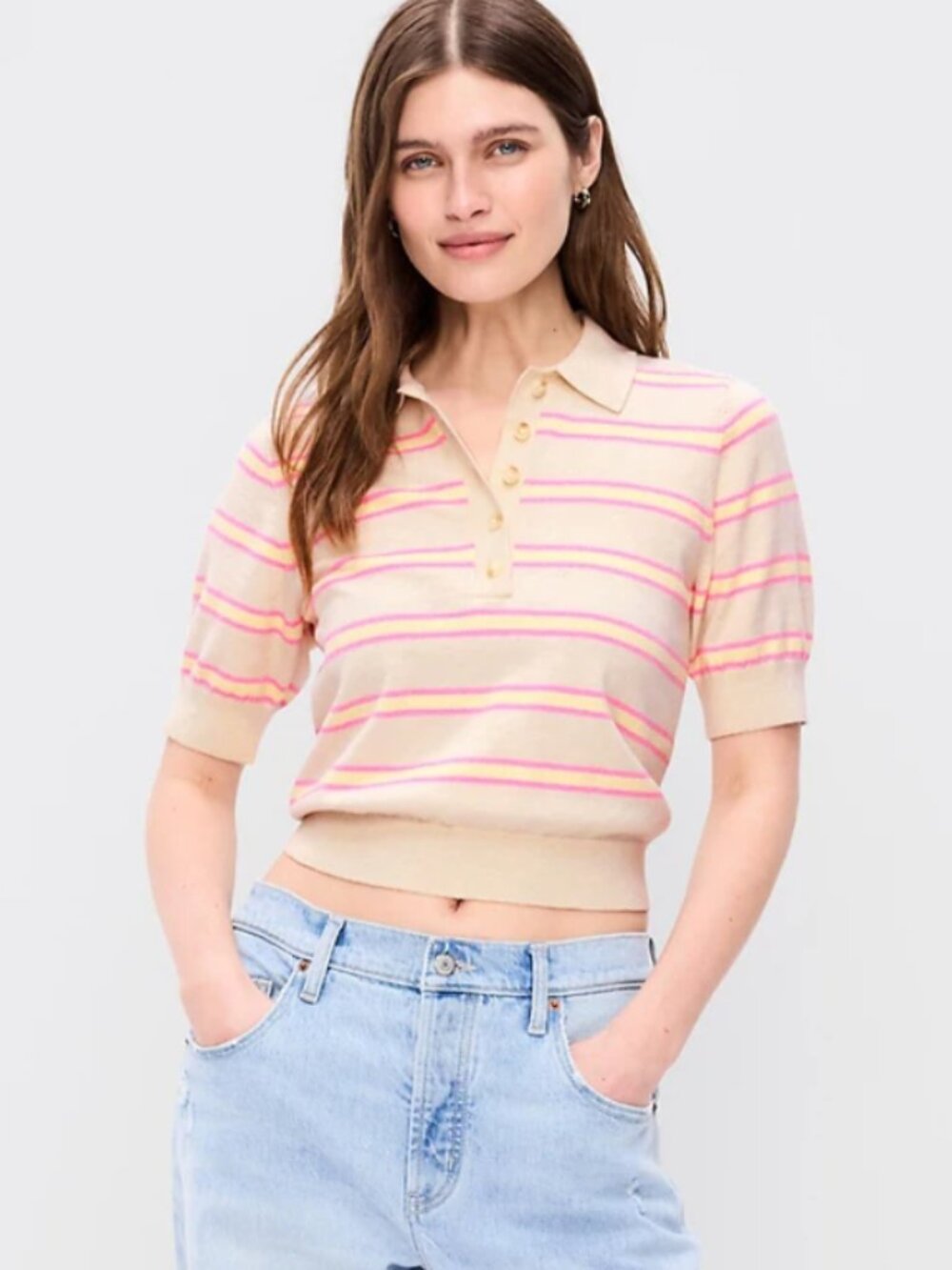 Short-Sleeve Cropped Polo